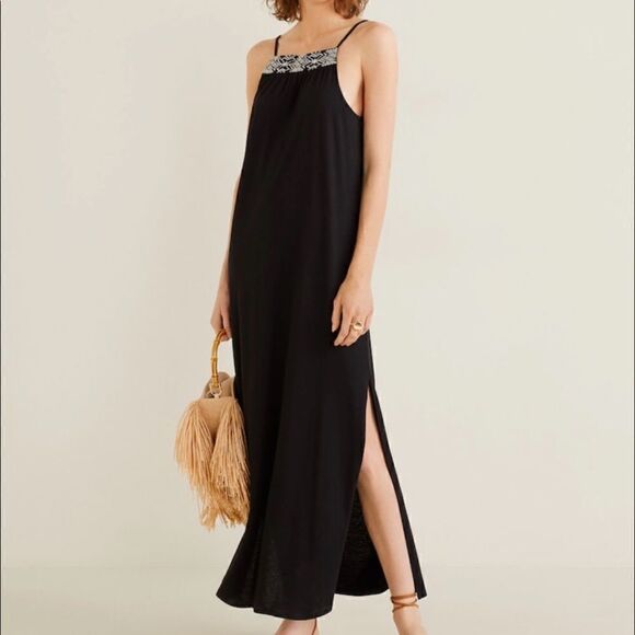 Mango embroidered black panel dress NWT - Picture 1 of 10